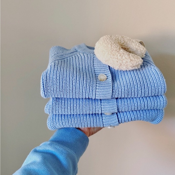 Cotton knit baby romper. Blue. 6-12 months - Picture 3 of 6